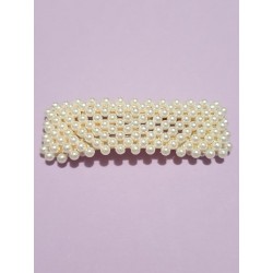Fermaglio alla moda in materiale metallico , lunghezza circa 9 cm, con perline, prodotto di ottima fattura, realizzato a
