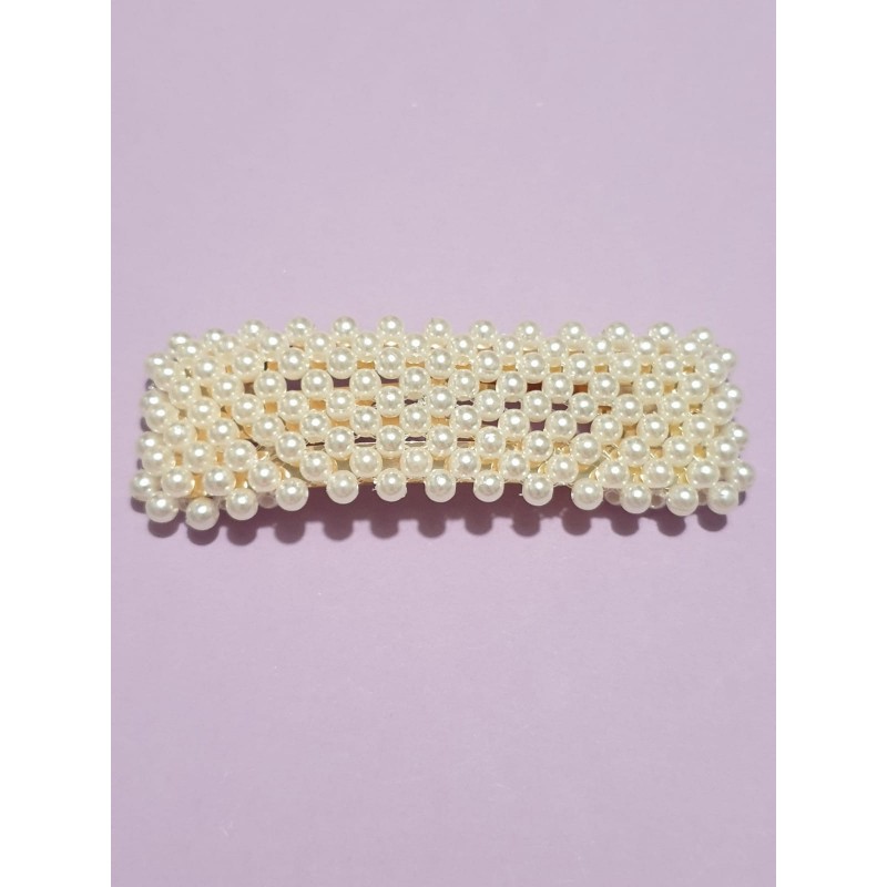 Fermaglio alla moda in materiale metallico , lunghezza circa 9 cm, con perline, prodotto di ottima fattura, realizzato a