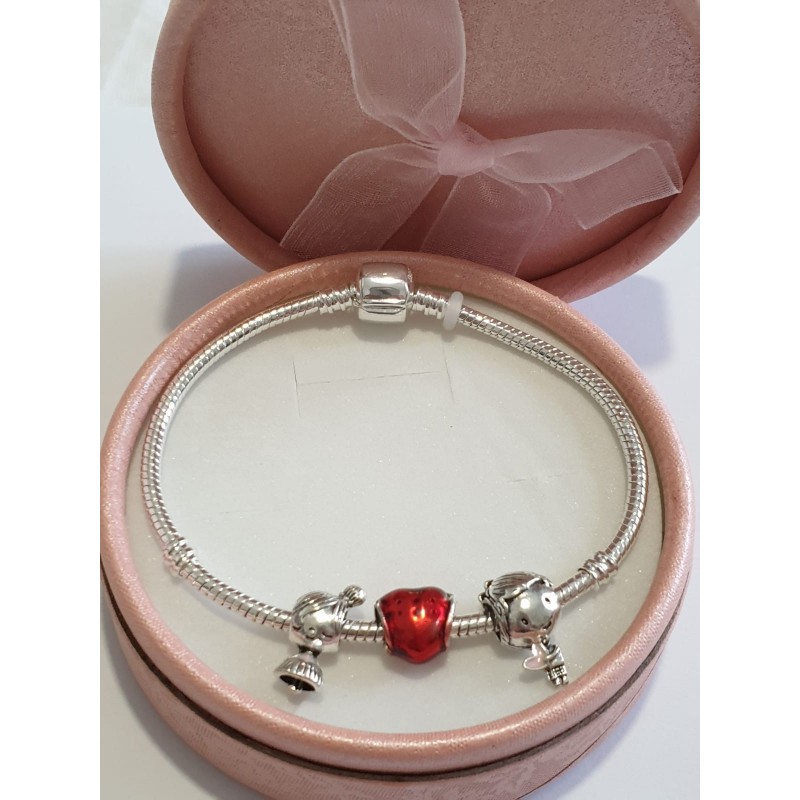 Bracciale donna/uomo sterling ( argento laminato), 925 marchiato tema romantico innamorati , completo di charms come in 