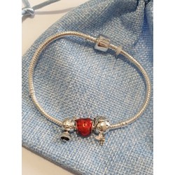 Bracciale donna/uomo sterling ( argento laminato), 925 marchiato tema romantico innamorati , completo di charms come in 