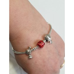 Bracciale donna/uomo sterling ( argento laminato), 925 marchiato tema romantico innamorati , completo di charms come in 
