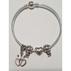 Braccialetto DONNA in argento semi rigido, 925 laminato alta qualità tema amanti , il bracciale è di 18 cm. Resite all' 