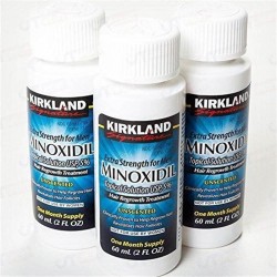 Minoxidil 5% Flaconi 60 ml Base alcolica Sei mesi di trattamento Facile assorbimento Completo di contagocce Non sporca K
