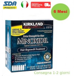 Minoxidil 5% Flaconi 60 ml Sei mesi di trattamento Facile assorbimento Completo di contagocce Non sporca Kirkland signat